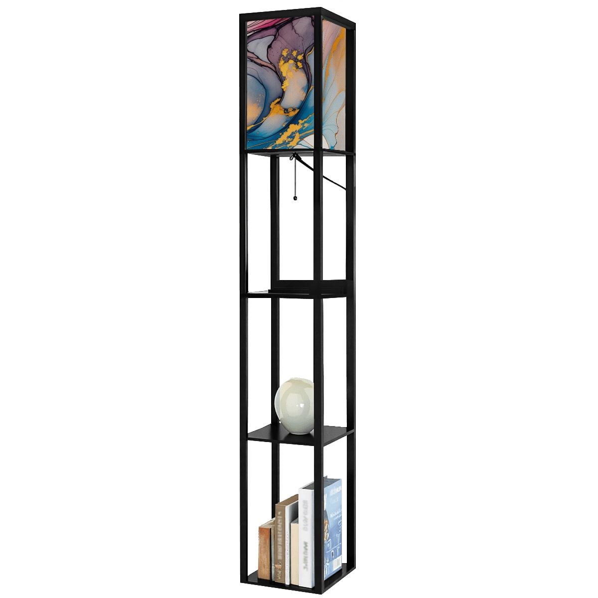 Golden Clouds" – Premium Smart Shelf Floor Lamp | 3-Color LED & USB Charging Station (Made in USA)