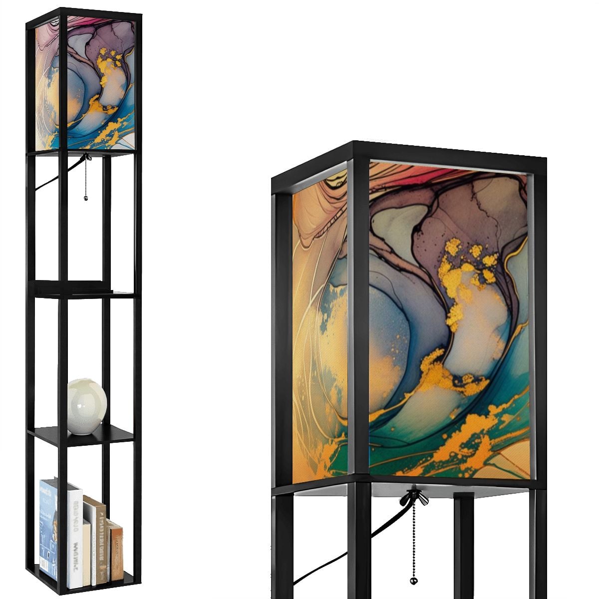 Golden Clouds" – Premium Smart Shelf Floor Lamp | 3-Color LED & USB Charging Station (Made in USA)