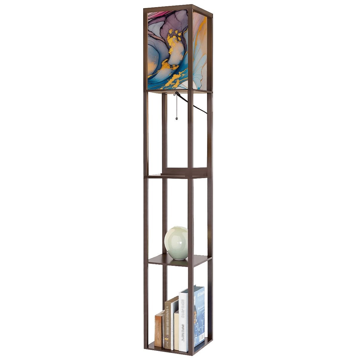 Golden Clouds" – Premium Smart Shelf Floor Lamp | 3-Color LED & USB Charging Station (Made in USA)