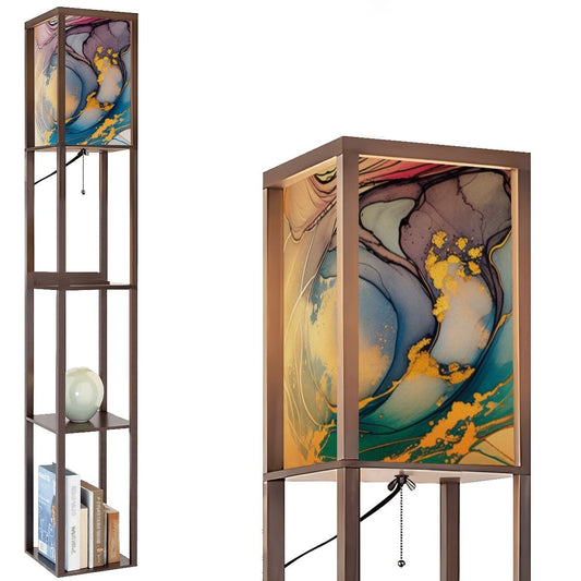 Golden Clouds" – Premium Smart Shelf Floor Lamp | 3-Color LED & USB Charging Station (Made in USA)