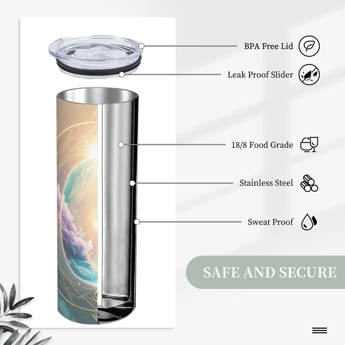 The Awakened Light" – 20oz Premium Stainless Steel Tumbler | Your Daily Spark of Divinity (Made in USA)